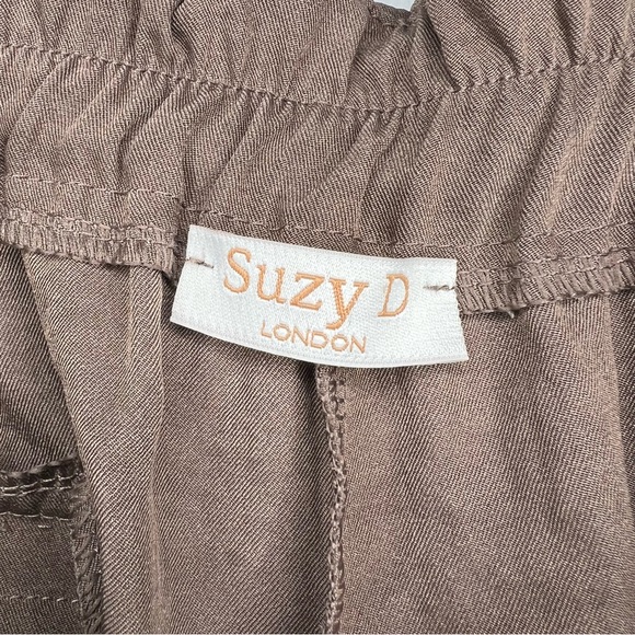 Suzy D London Womens Trouser Pants Front Tie Brown Large European Crop Ankle - Picture 5 of 9